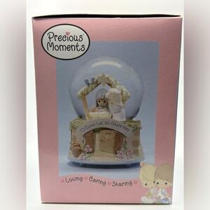 Precious Moments Pink and Blue Musical Manger Snow Globe